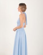 CAPRI STRIPPED OPEN BACK DRESS LIGHT BLUE - Image 3