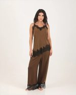 WHISPER SILK FEEL LACE TOP BROWN