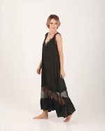 NOIR SILK FEEL LACE MAXI DRESS BLACK - Image 2