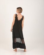 NOIR SILK FEEL LACE MAXI DRESS BLACK - Image 3
